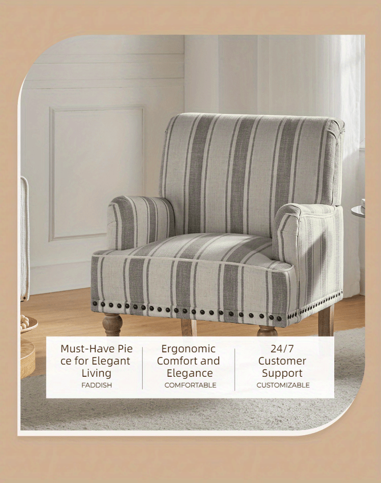 Modern Wingback Accent Chair With Wood Legs & Removable Cushion, Stadium Seats For Sports Fields, Sport Event, Comfy Upholstered Armchair With Nailhead Trim, Floral Pattern Sofa Chair For Bedroom Living Room, Floral