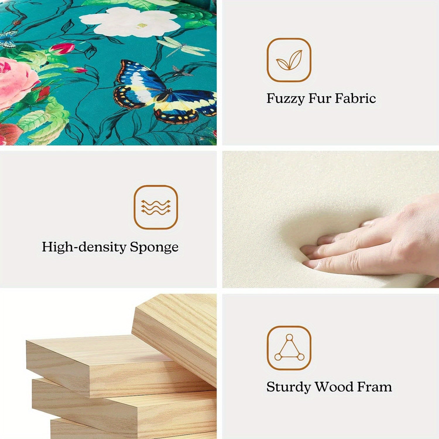 Accent Chair With Golden Metal Legs, Comfy Tufted Wingback Living Room Chair Floral Fabric Small Armless Side Chair, Upholstered Slipper Chair For Bedroom, Stadium Seats For Sports Fields, Sport Event, Reading Room Flower Pri