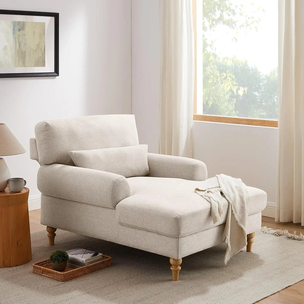 Modern Chaise Lounge Chair with Adjustable Backrest, Upholstered Indoor Leisure Sofa Recliner, Oversized Accent Chair Deep Seat
