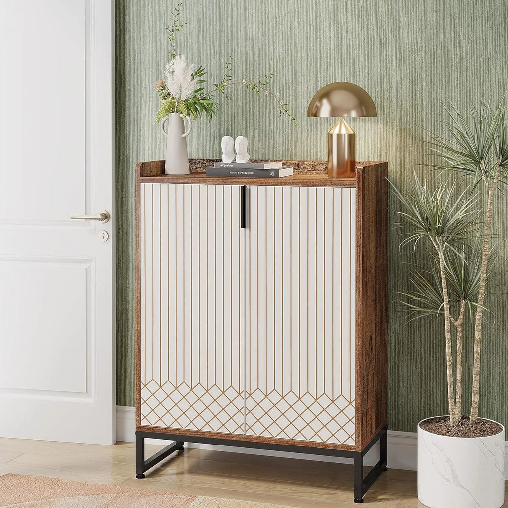 Modern Shoe Cabinet for Entryway, 25 Pairs Shoe Cabinet with Doors, Wood 5-Tier Shoe Organizer for Bedroom Living Room