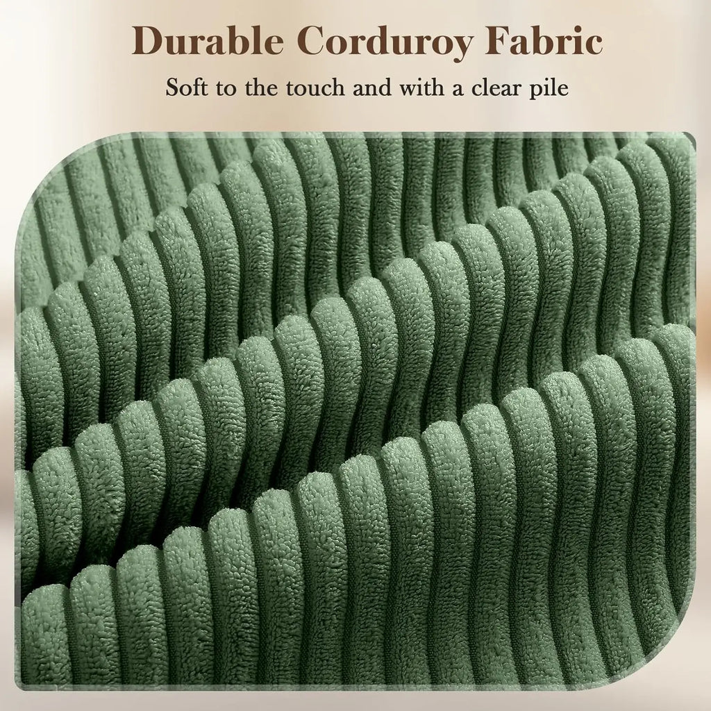 38.5" Accent Chair Green, Comfy Corduroy Single Sofa Seat with Spring Cushion, Upholstered Armchair with Deep Seat