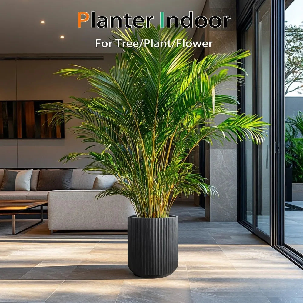 Round Concrete Planter Outdoor Indoor, Large Cement Plant Pots for Flowers