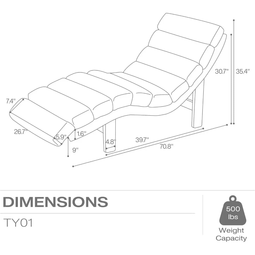 Modern Armless Chaise Lounge Chair Comfortable Upholstered Seat with Wooden Legs for Living Room Bedroom