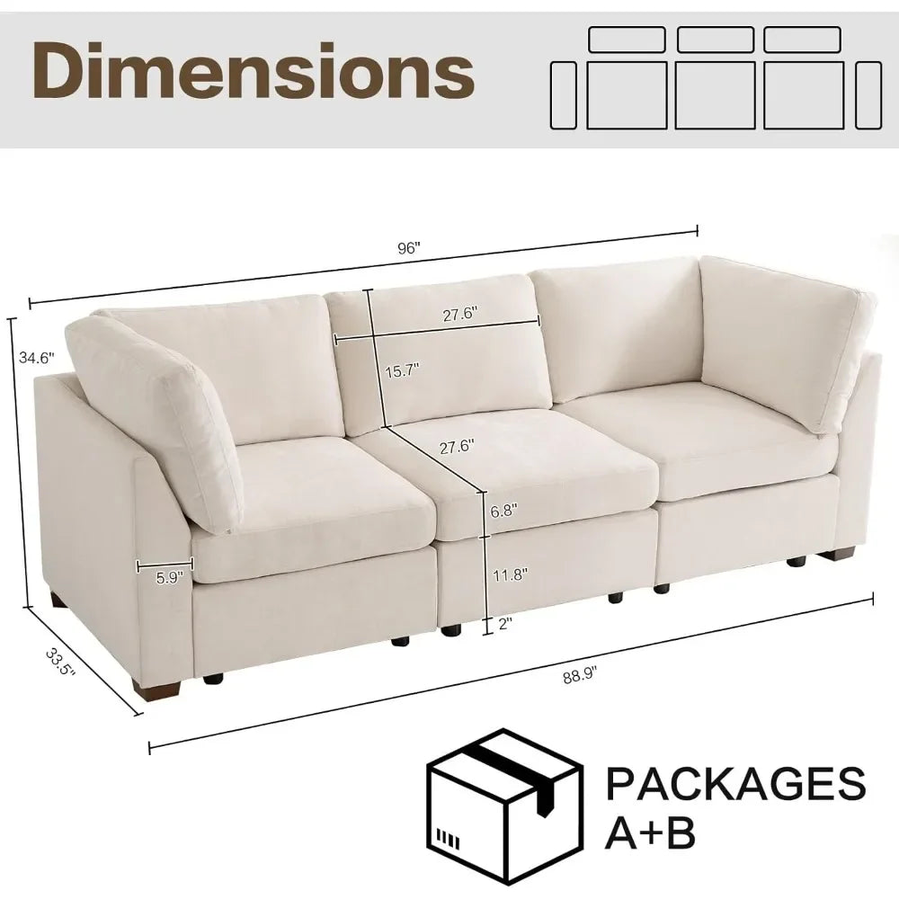 Oversized Modular Sectional Fabric Sofa Set, Large L Shaped Mordern Sofa Couch Reversible Chaise Modular Sectional Couches