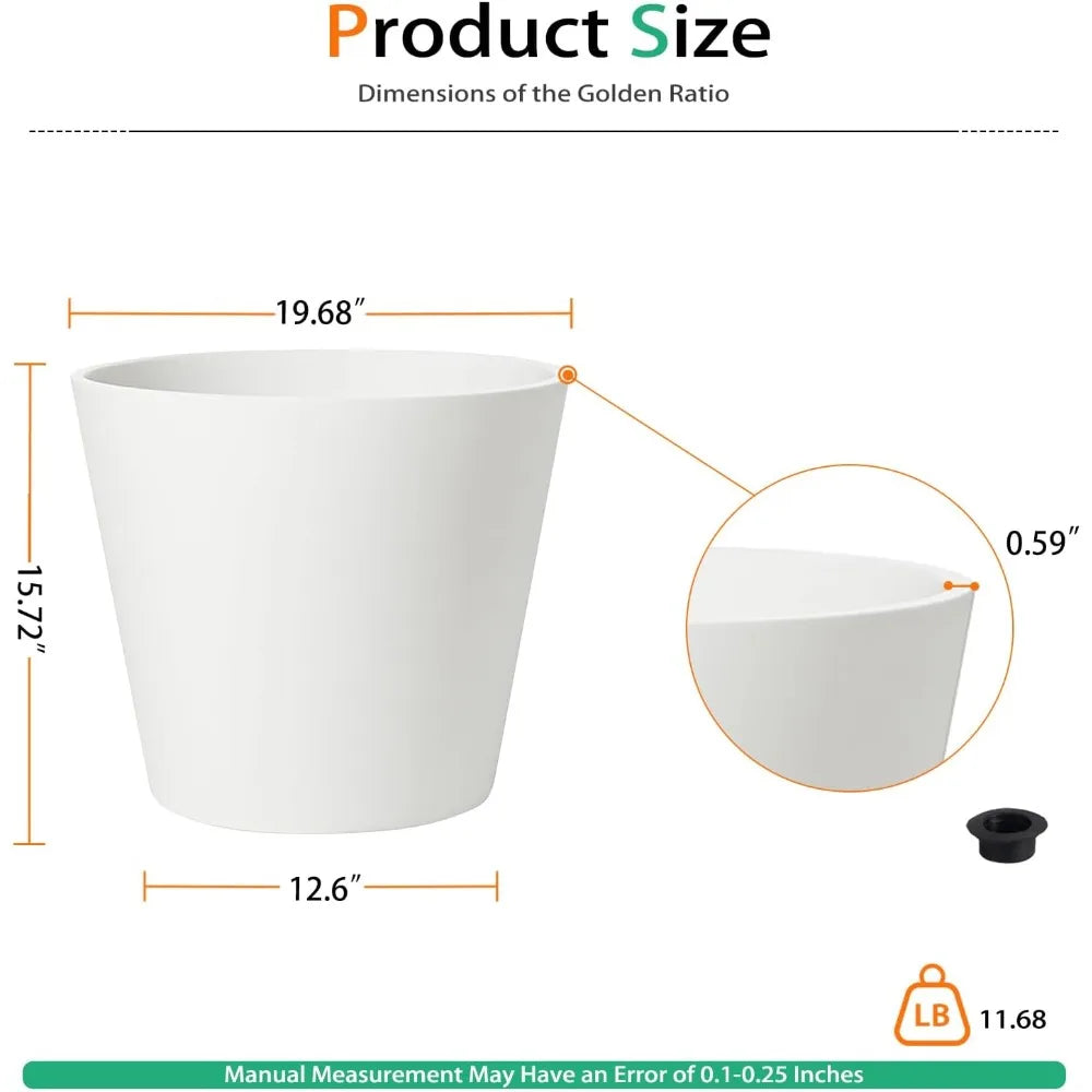 Extra Wide Planter Outdoor Indoor, Large Resin Plant Pots for Trees Flowers ( 20 inch - 2 Pack)
