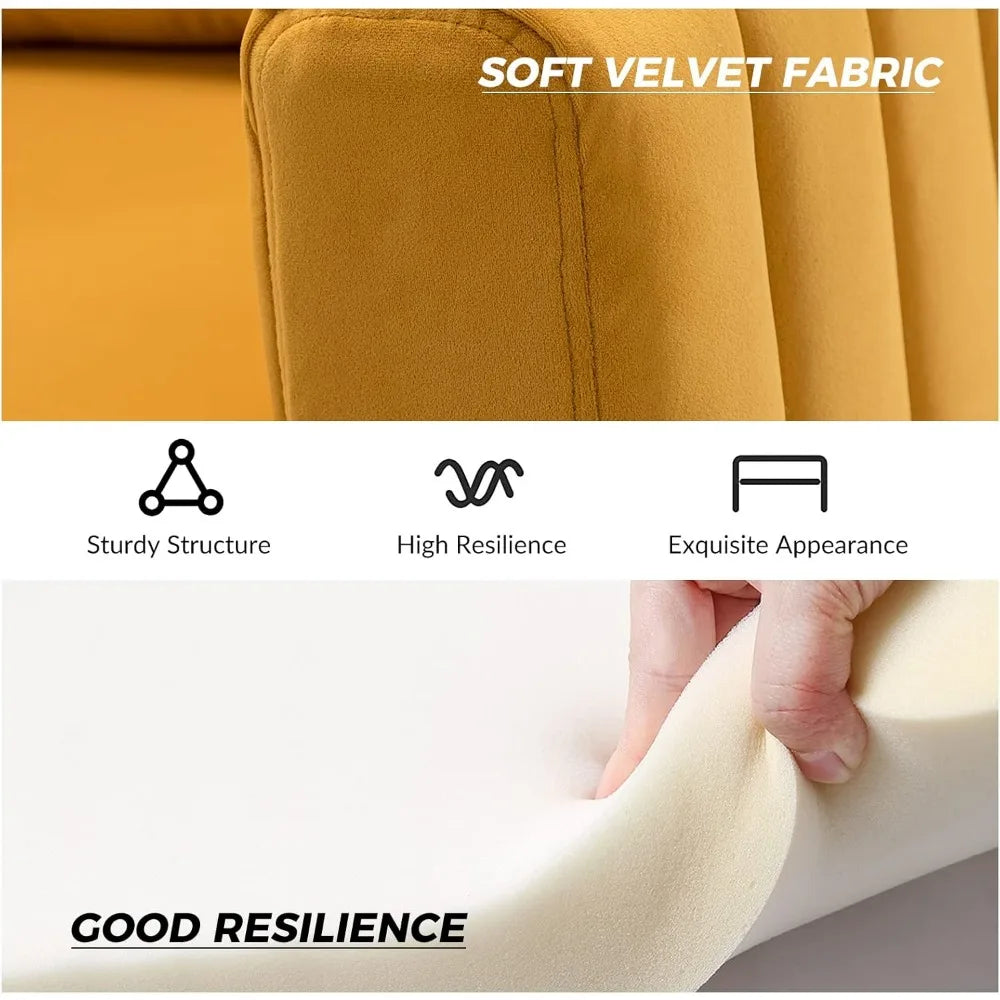 Velvet Accent Club Chair, Modern Velvet Armchair Upholstered Accent Club Sofa Chair with Gold Metal Legs Mid-Century Barrel Lei