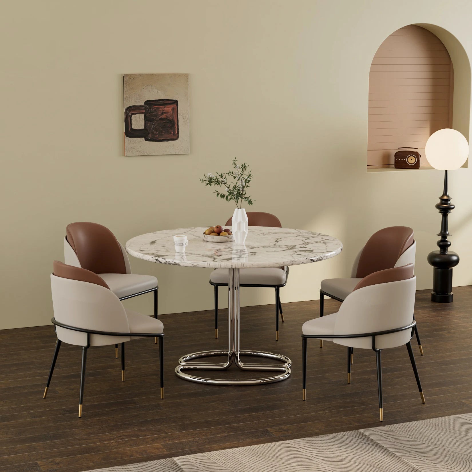 Luxurious Upholstered, Set of 2 Dining Chairs, Microfiber Silicone Faux Leather