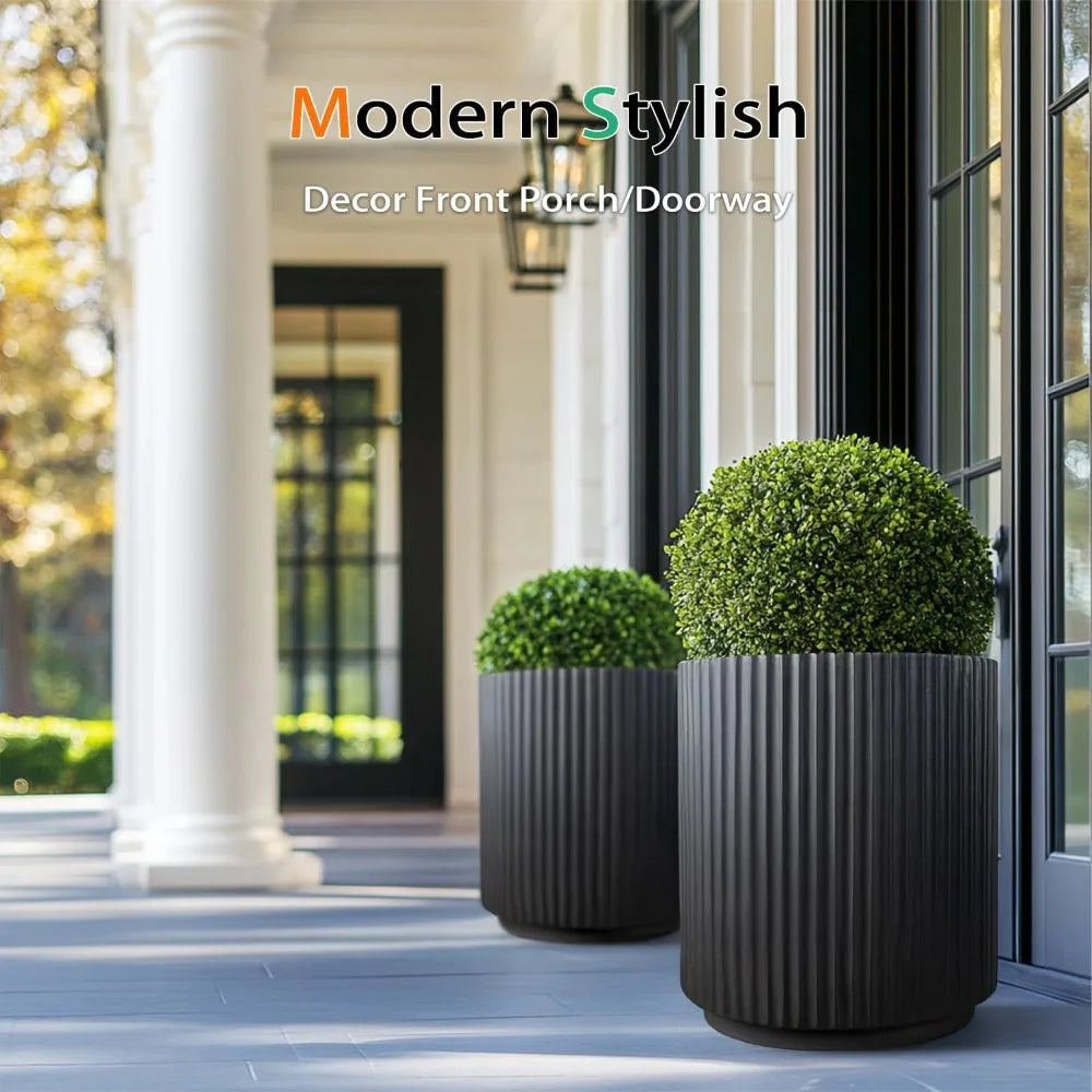 Round Concrete Planter Outdoor Indoor, Large Cement Plant Pots for Flowers