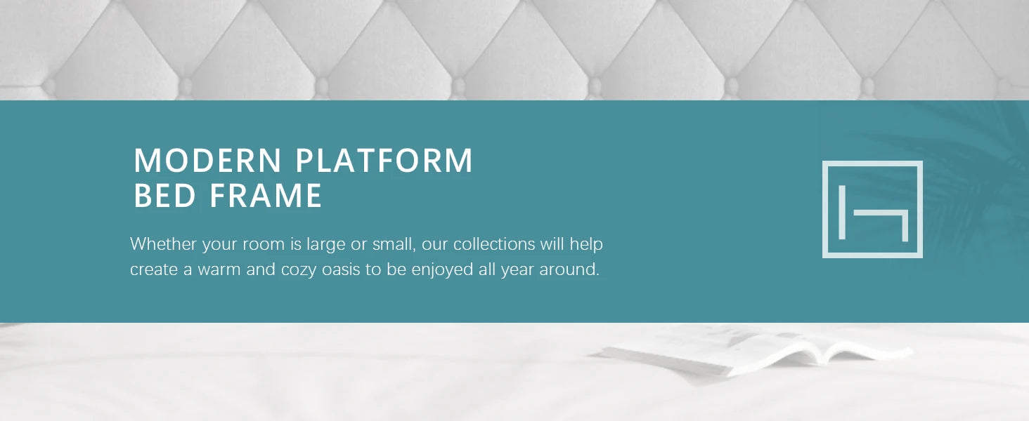 HOOMIC Classic Bed Frame with Button Tufted Wingback Headboard, Upholstered Platform Bed with Wooden Slats Support Allewie