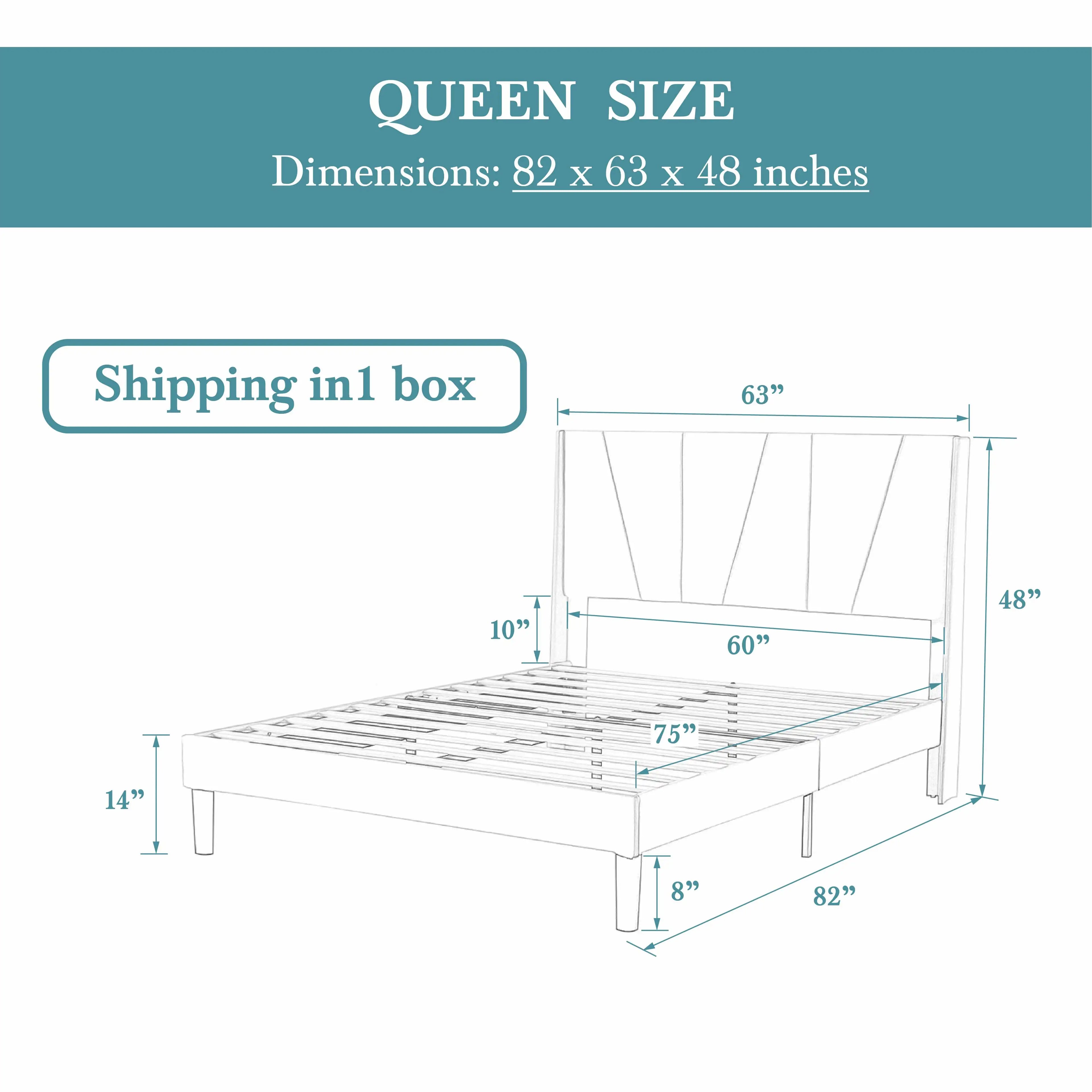 HOOMIC Platform Bed Frame with Geometric Wingback Headboard, Wooden Slats Support, No Box Spring Needed Allewie