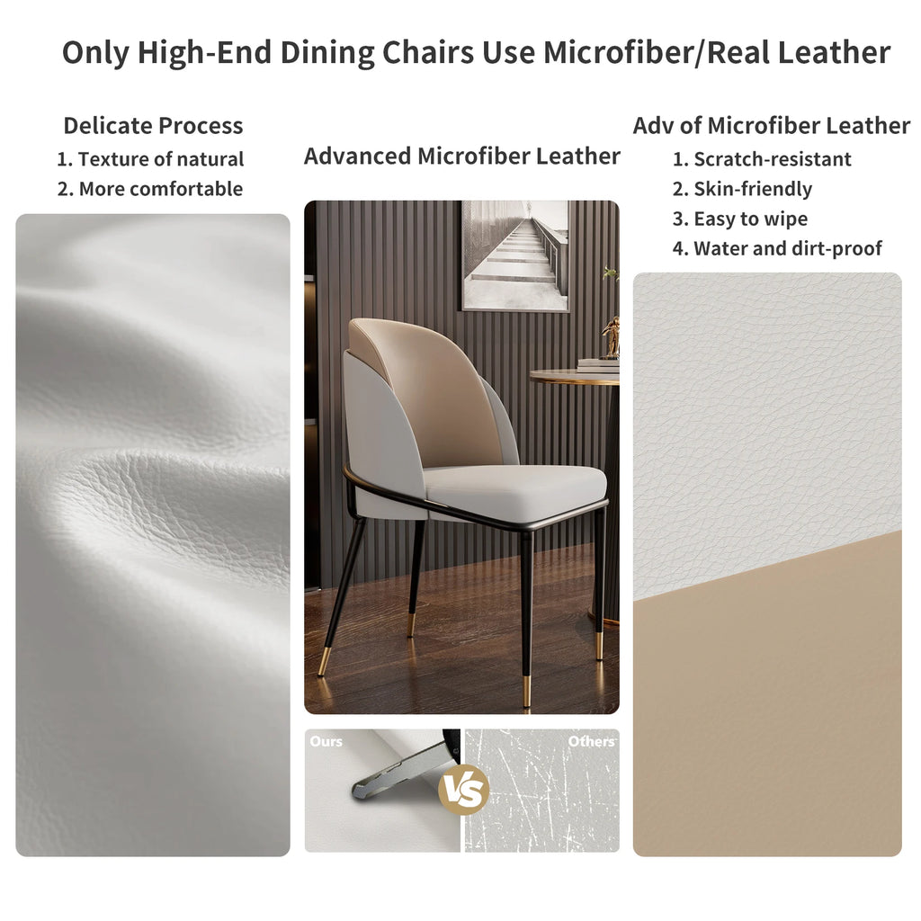 Luxurious Upholstered, Set of 2 Dining Chairs, Microfiber Silicone Faux Leather