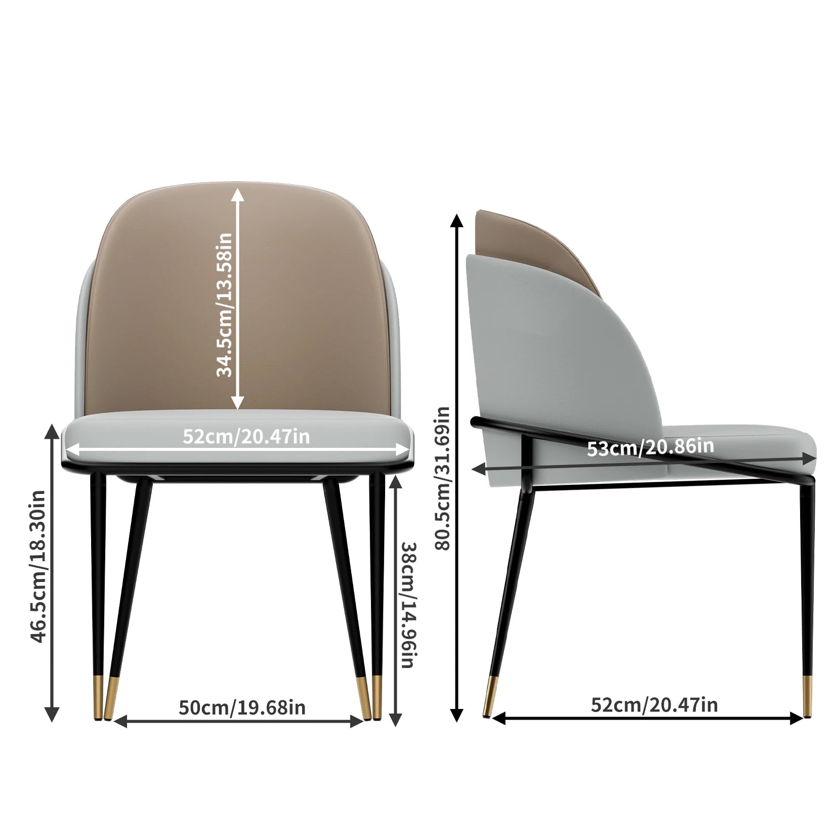 Luxurious Upholstered, Set of 2 Dining Chairs, Microfiber Silicone Faux Leather