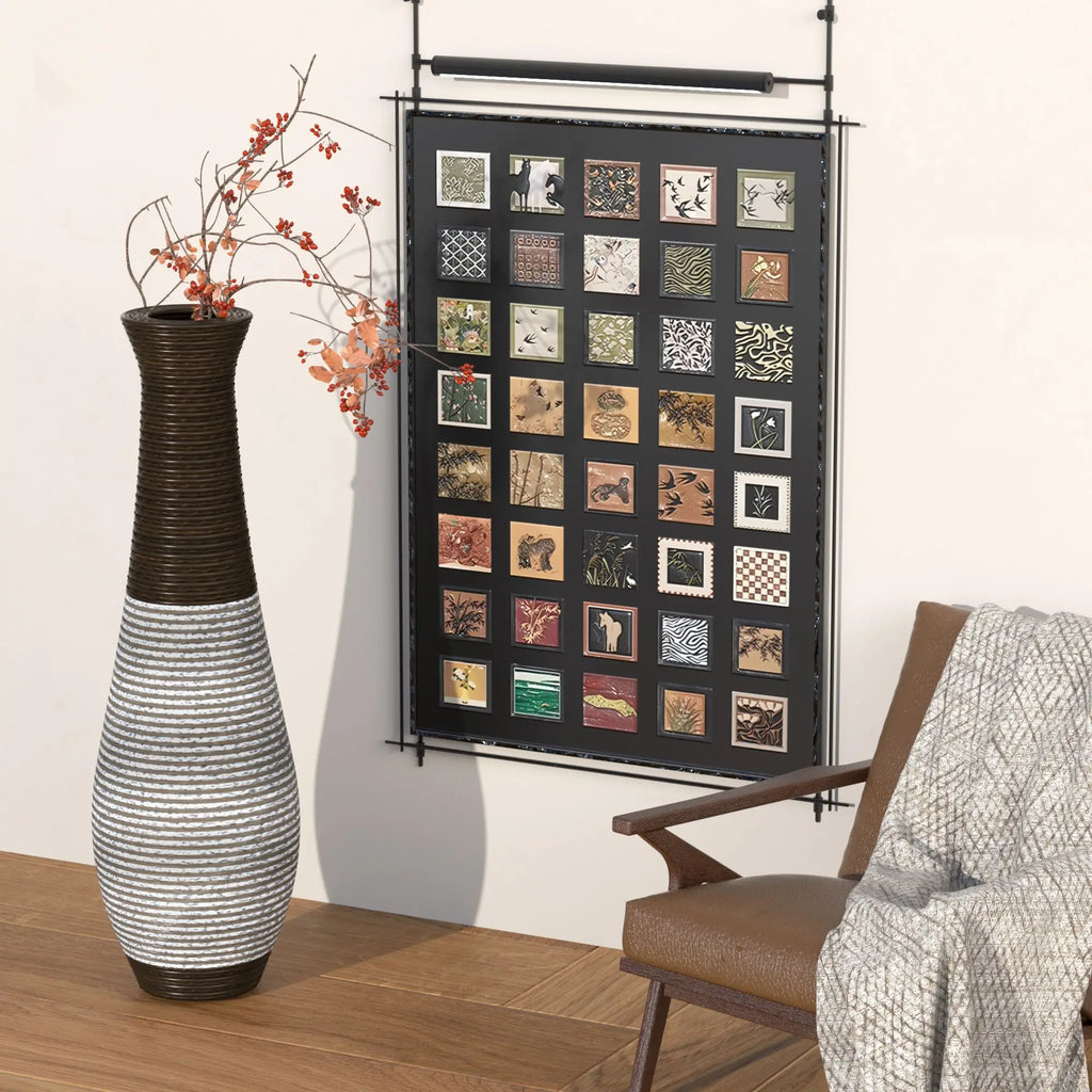 39-Inch Tall  Floor Vase Durable Artificial Rattan Elegant Two-Tone Dark Brown Finish Stylish Home Decor Statement Piece