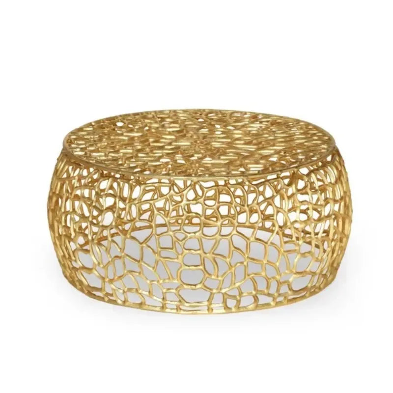 Gold, Eclectic Accent Corner Coffee Table for Living Room