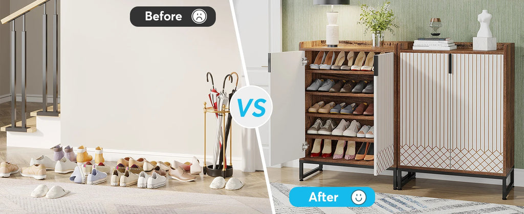Modern Shoe Cabinet for Entryway, 25 Pairs Shoe Cabinet with Doors, Wood 5-Tier Shoe Organizer for Bedroom Living Room