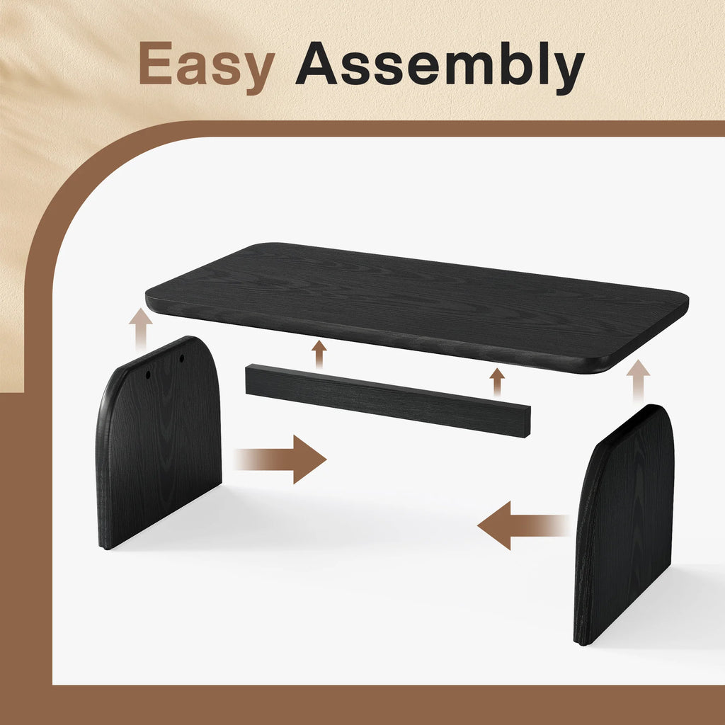 Tribesigns Farmhouse Rectangular Coffee Table, 47.24-Inch Engineered Wood Center Cocktail Tea Table with Sturdy Base