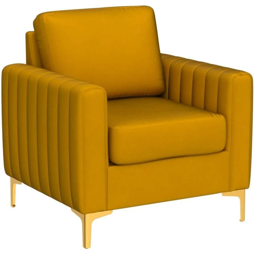 Velvet Accent Club Chair, Modern Velvet Armchair Upholstered Accent Club Sofa Chair with Gold Metal Legs Mid-Century Barrel Lei