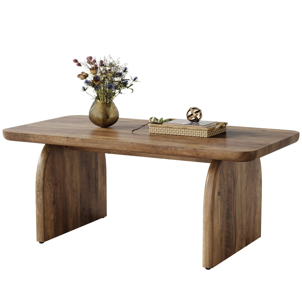 Tribesigns Farmhouse Rectangular Coffee Table, 47.24-Inch Engineered Wood Center Cocktail Tea Table with Sturdy Base