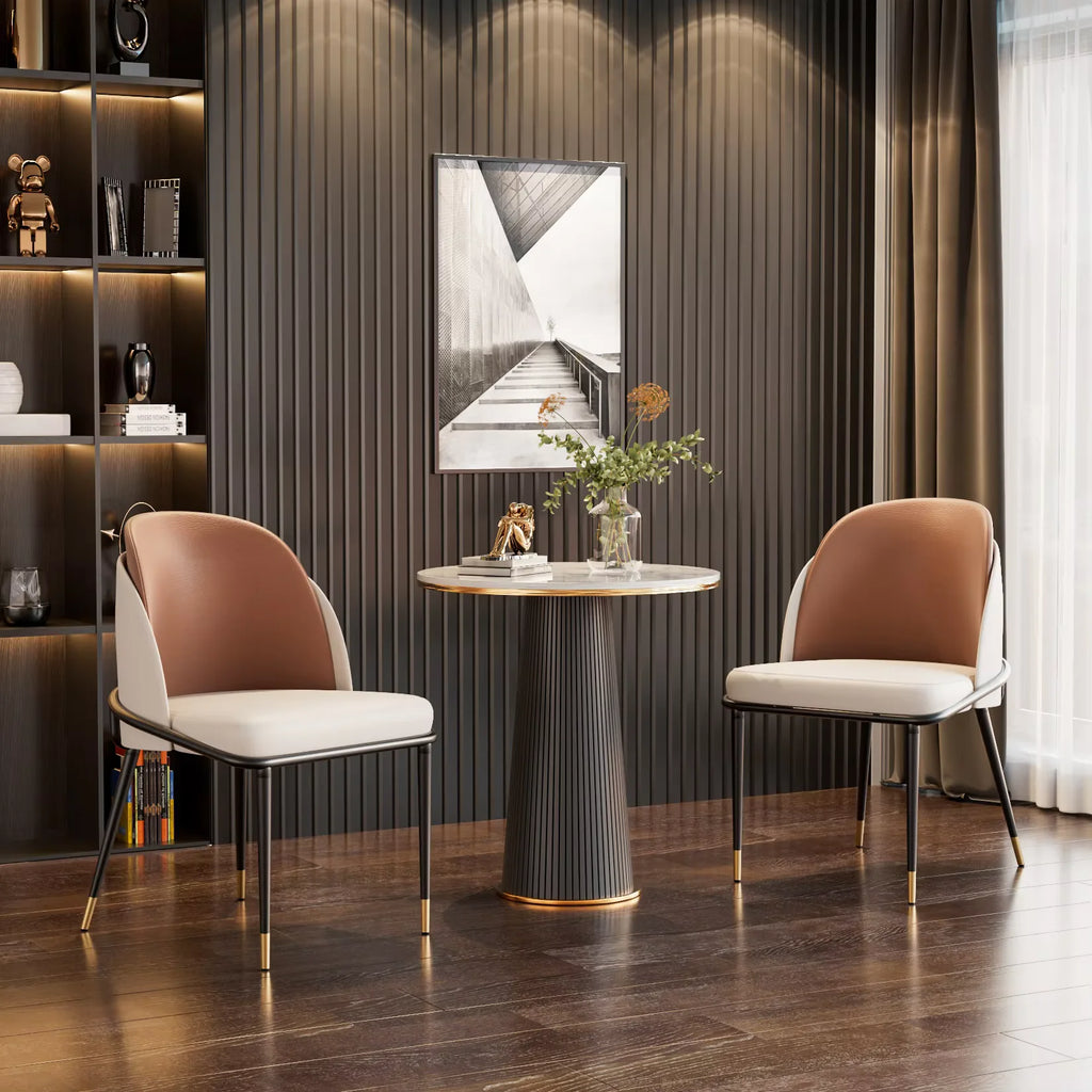 Luxurious Upholstered, Set of 2 Dining Chairs, Microfiber Silicone Faux Leather