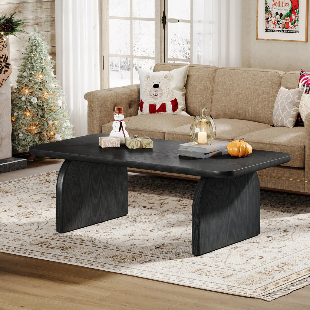Tribesigns Farmhouse Rectangular Coffee Table, 47.24-Inch Engineered Wood Center Cocktail Tea Table with Sturdy Base