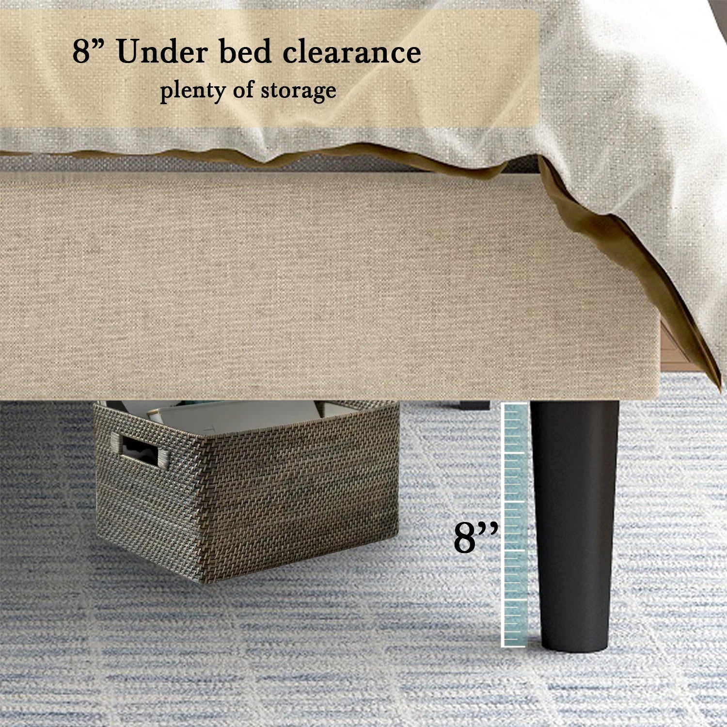 HOOMIC Platform Bed Frame with Geometric Wingback Headboard, Wooden Slats Support, No Box Spring Needed Allewie