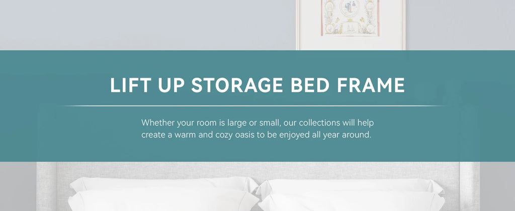Lift Up Storage Bed with Wingback Headboard/Heavy-Duty Hydraulic Bed/Large Underneath Storage