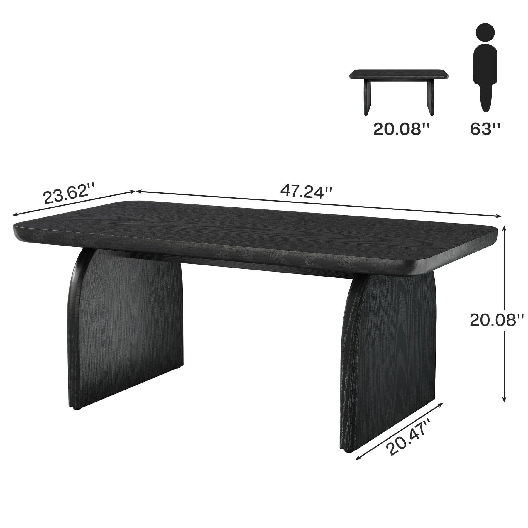 Tribesigns Farmhouse Rectangular Coffee Table, 47.24-Inch Engineered Wood Center Cocktail Tea Table with Sturdy Base