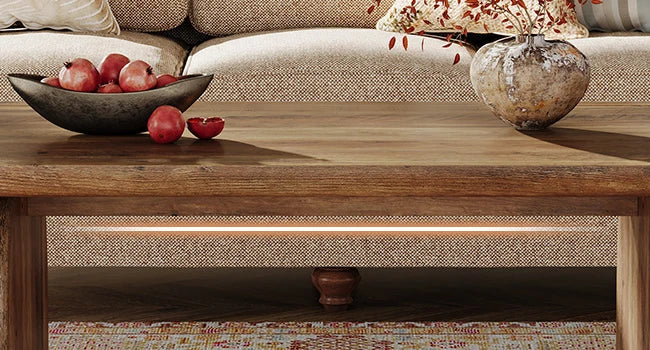 Tribesigns Farmhouse Rectangular Coffee Table, 47.24-Inch Engineered Wood Center Cocktail Tea Table with Sturdy Base