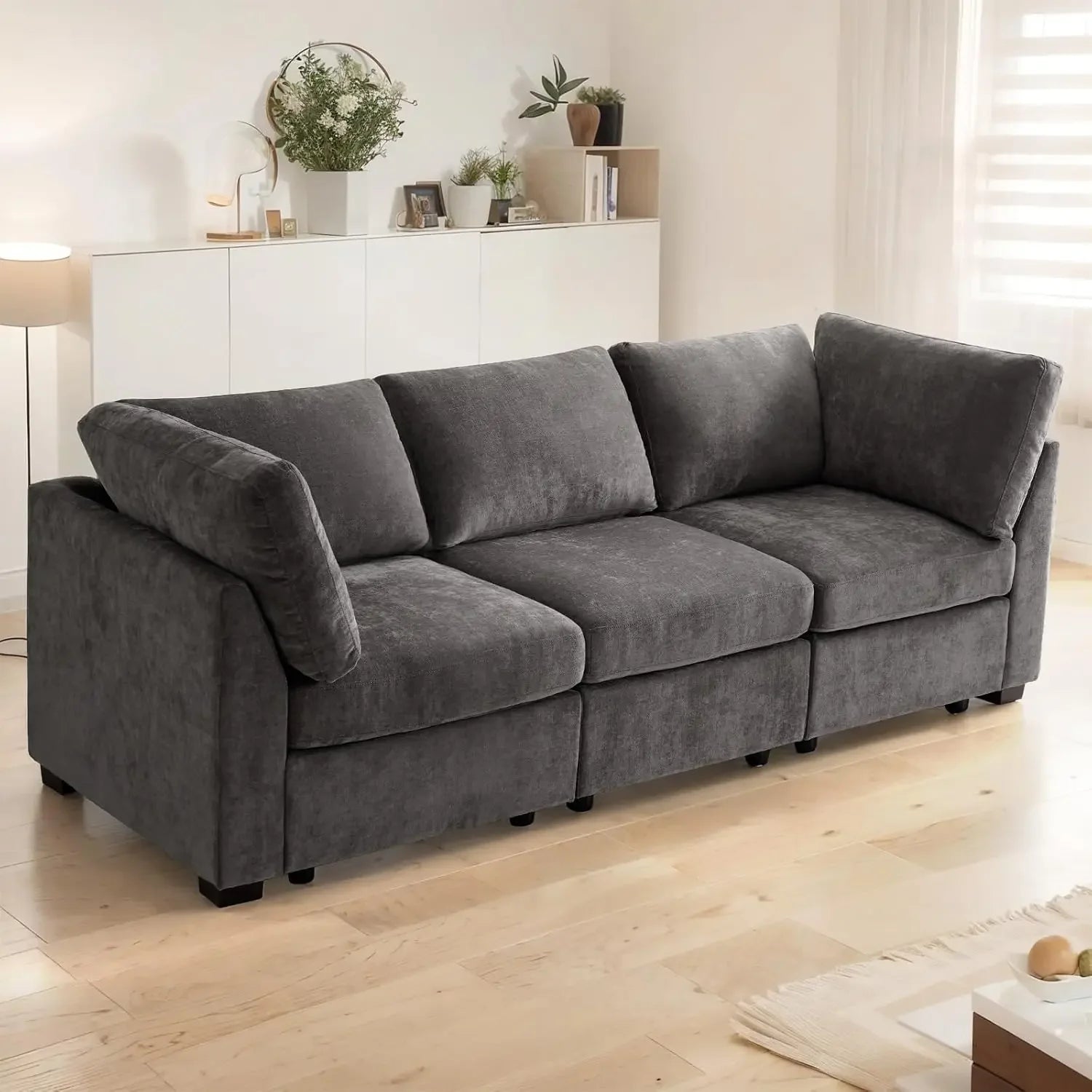 Oversized Modular Sectional Fabric Sofa Set, Large L Shaped Mordern Sofa Couch Reversible Chaise Modular Sectional Couches