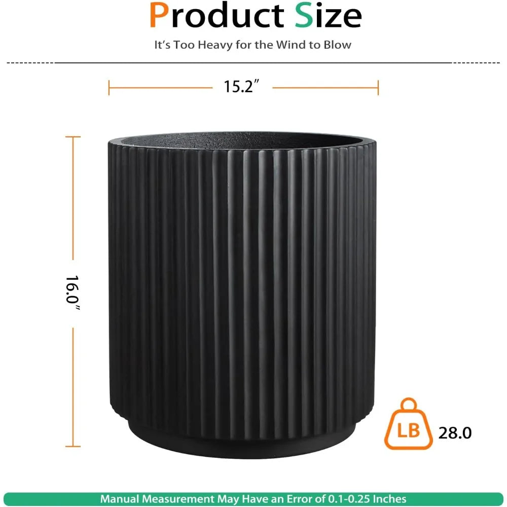 Round Concrete Planter Outdoor Indoor, Large Cement Plant Pots for Flowers