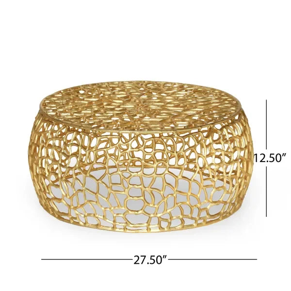 Gold, Eclectic Accent Corner Coffee Table for Living Room