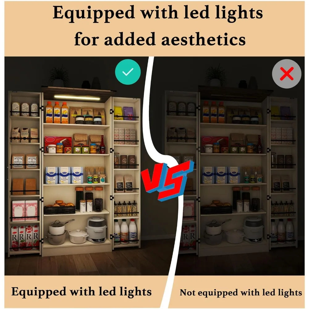 Tall Kitchen Pantry Cabinet: Food Pantry Cabinets for Kitchen Storage, Wood Storage Cabinet with 2 Doors