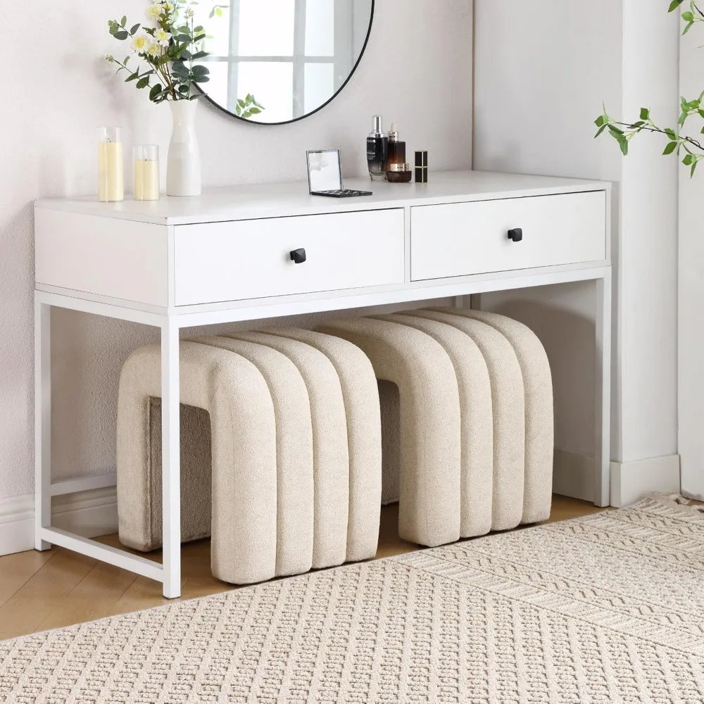 Versatile Ottoman Stool: Footrest for Sofa, Contemporary Makeup Seat, Living Room and Foyer Accent, Compact and Stylish Furnitur