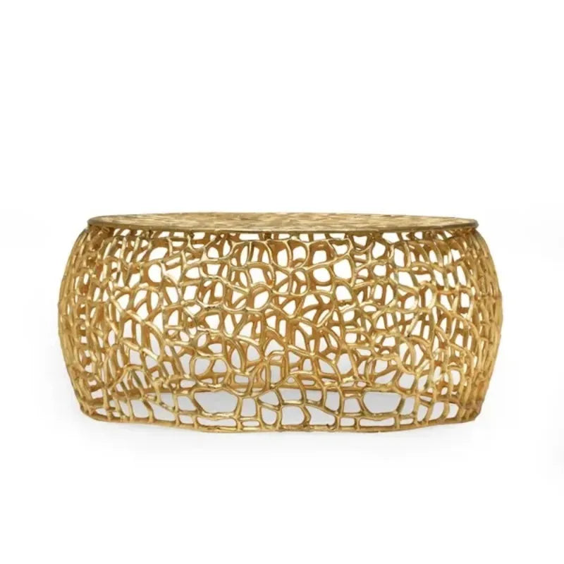 Gold, Eclectic Accent Corner Coffee Table for Living Room