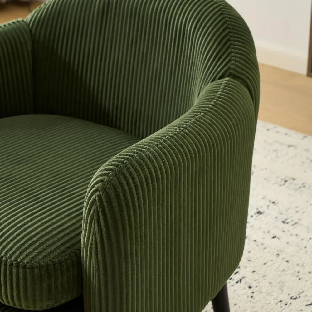 30.3" Wide Modern Barrel Accent Armchair with Track Armrest, Solid Wooden Legs, Comfy Upholstered Club Chair,Round Single
