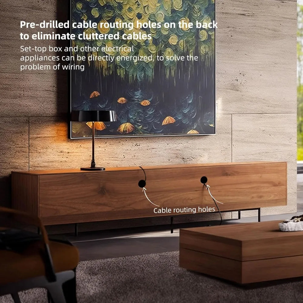 "Mid-Century TV Stand for 70" TVs - 70.87" Walnut Console with Ample Storage for Multi-Room"