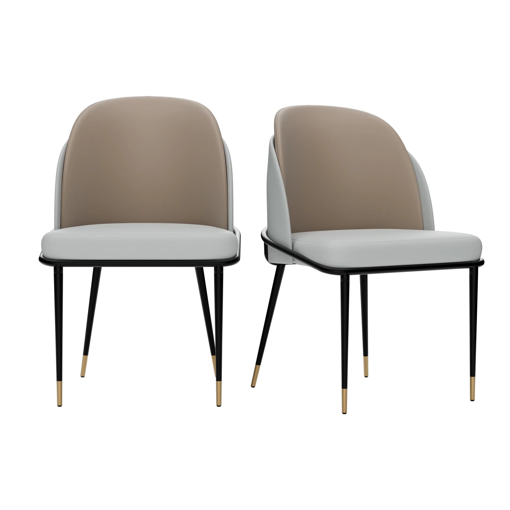 Luxurious Upholstered, Set of 2 Dining Chairs, Microfiber Silicone Faux Leather