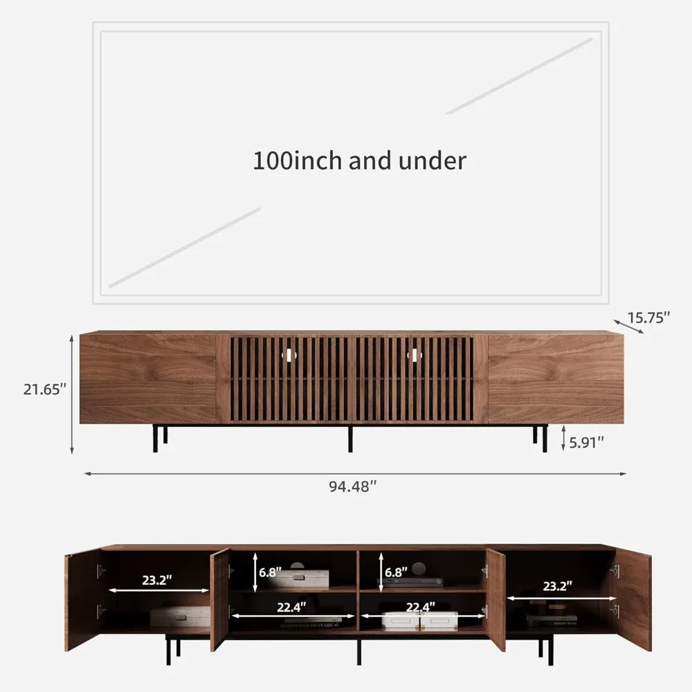 "Mid-Century TV Stand for 70" TVs - 70.87" Walnut Console with Ample Storage for Multi-Room"