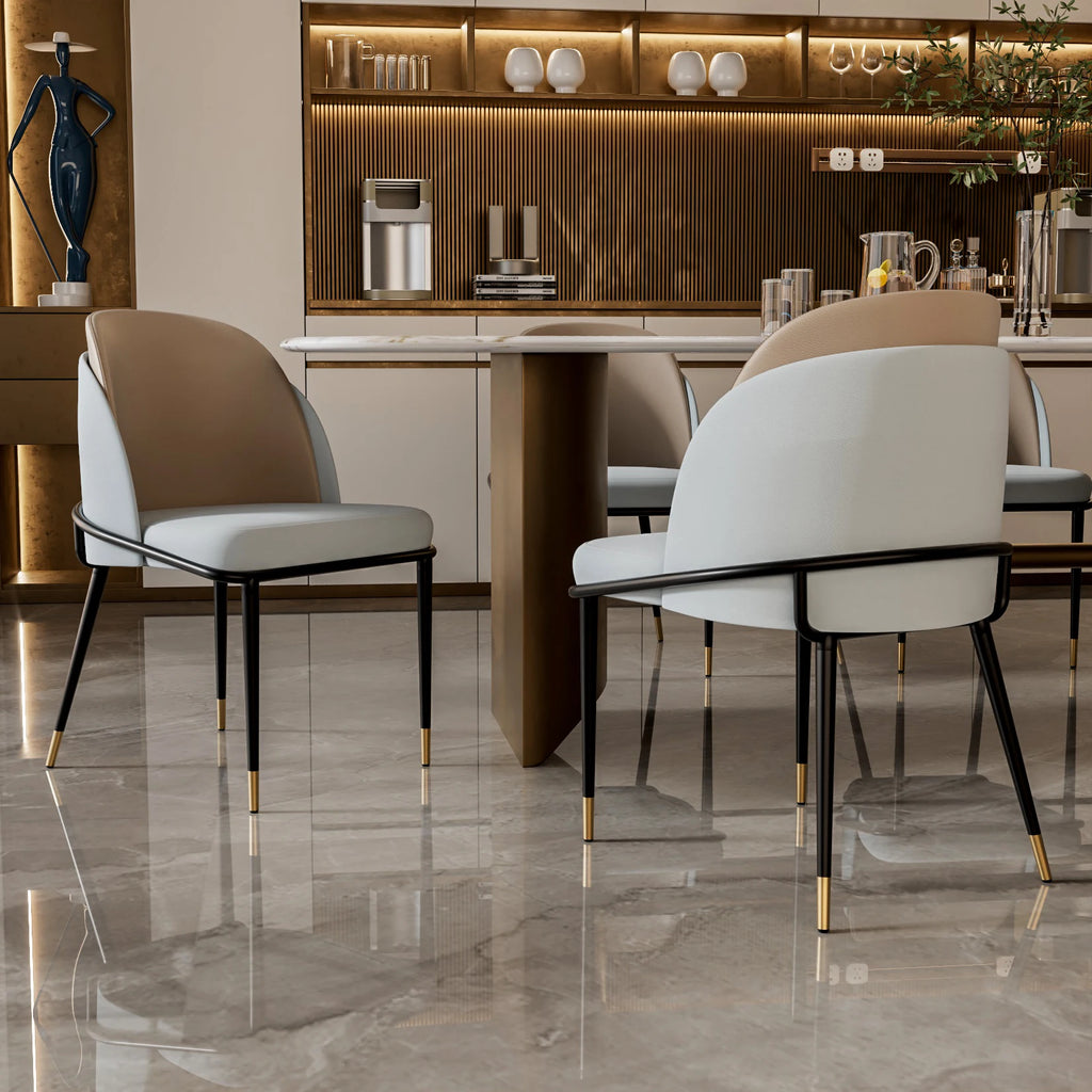 Luxurious Upholstered, Set of 2 Dining Chairs, Microfiber Silicone Faux Leather