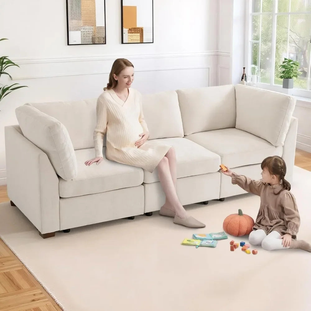 Oversized Modular Sectional Fabric Sofa Set, Large L Shaped Mordern Sofa Couch Reversible Chaise Modular Sectional Couches