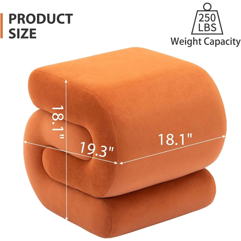 Velvet Vanity Stool, Modern S-Shaped Pouf Ottoman Footrest Makeup Chair Foot Stool Under Desk, Decorative Floor Seat for Makeup