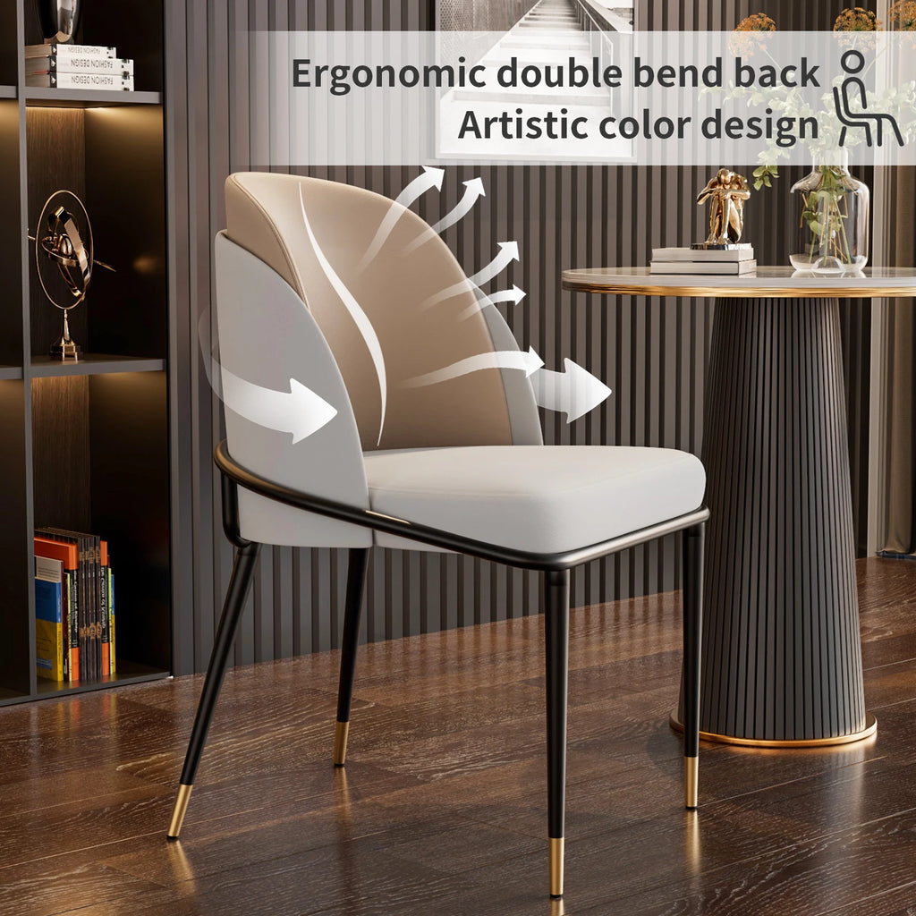 Luxurious Upholstered, Set of 2 Dining Chairs, Microfiber Silicone Faux Leather