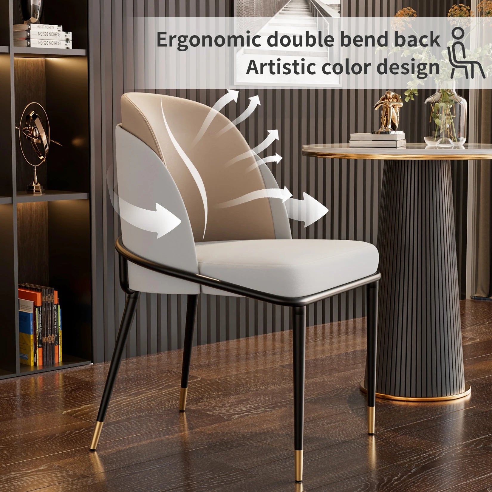 Luxurious Upholstered, Set of 2 Dining Chairs, Microfiber Silicone Faux Leather