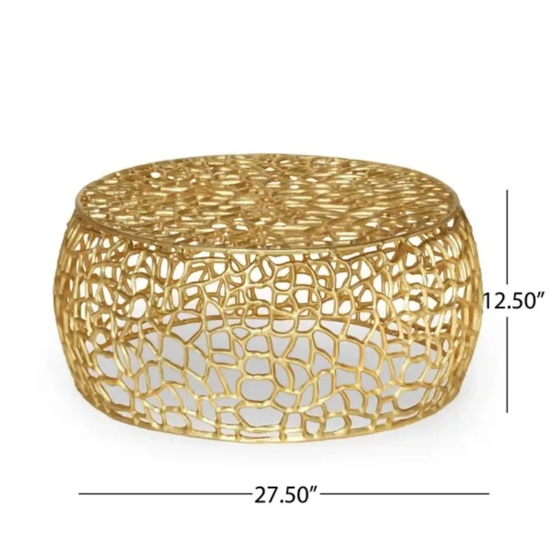 Gold, Eclectic Accent Corner Coffee Table for Living Room