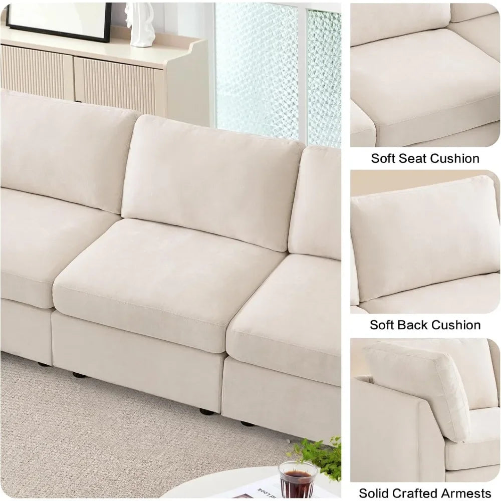 Oversized Modular Sectional Fabric Sofa Set, Large L Shaped Mordern Sofa Couch Reversible Chaise Modular Sectional Couches