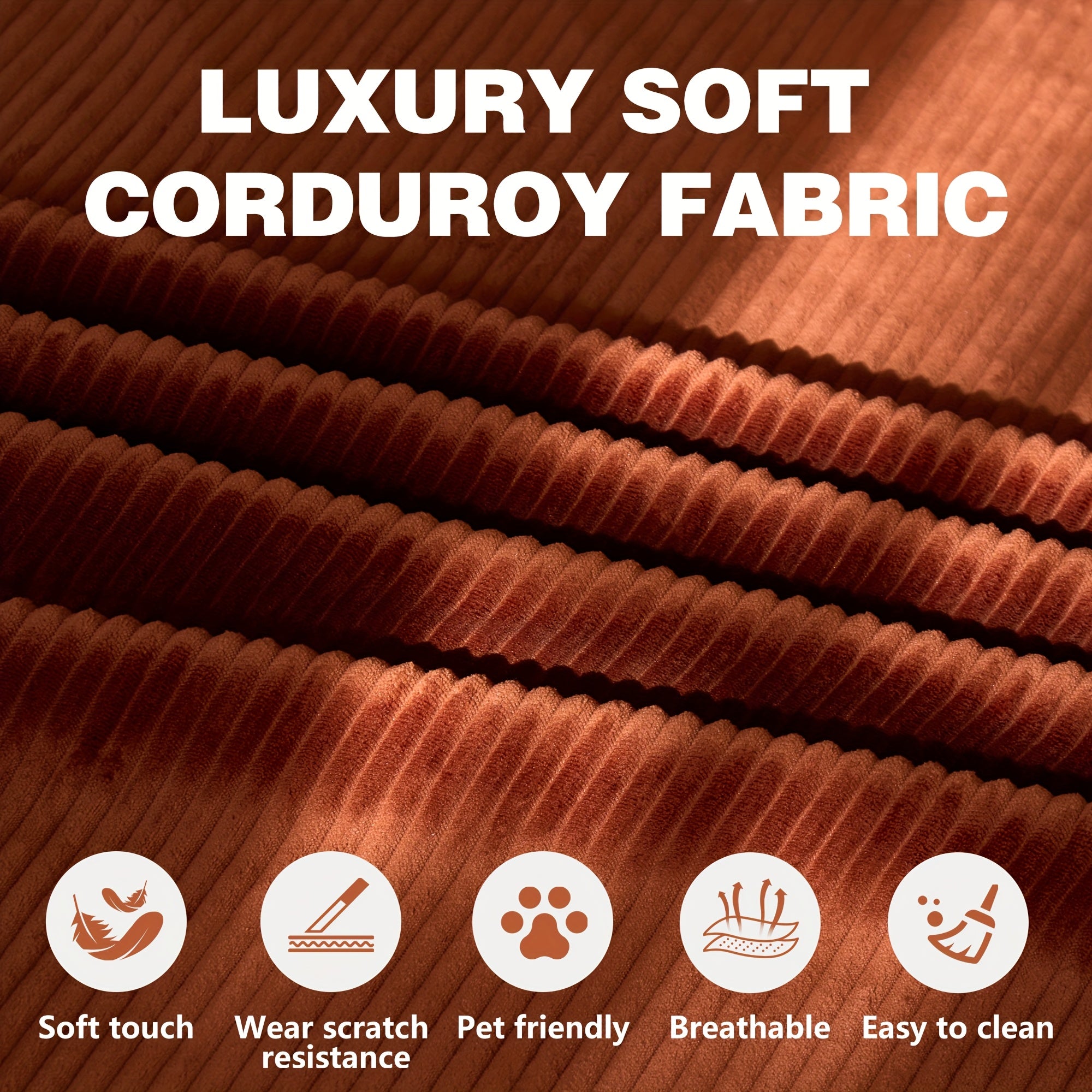 Modern Convertible Sofa Bed - Modular Sectional Floor Couch with Memory Foam Cushions, Corduroy Upholstery & Stainless Frame, 4-in-1 Configurable Space-Saving Design for Small Apartments, Easy Assembly (No Tools) -